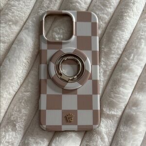 Velvet Caviar Checkered Phone Case with Ring Holder - Brown and White